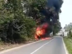 Lagi, Dugaan Kendaraan Pengangkut BBM Ilegal Asal MUBA Terbakar di Jalan Utama Kabupaten PALI