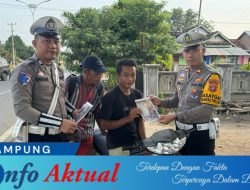 Operasi Zebra Krakatau 2024, Satlantas Polres Tulang Bawang Barat Lakukan pembagian leaflet, teguran tertulis dan penilangan kepada pelanggar Lalu lintas