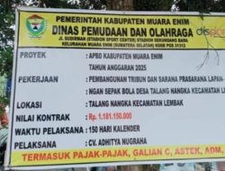 Tribun Talang Nangka Lembak Ambruk, Kuat Dugaan Bukti Pembangunan Tidak Mengikuti Spesifikasi.