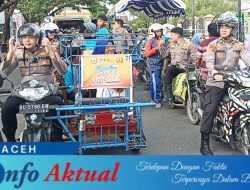 Pawai Becak & Santunan Yatim, YAI-STIK 83 Meriahkan Ramadhan di Meulaboh
