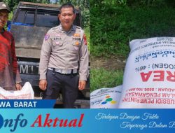 Dukung Ketahanan Pangan, Satlantas Polres Kuningan Berikan Bantuan Pupuk bagi Petani Desa Cibulan