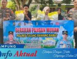 Polsek Lambu Kibang Gelar Gerakan Pangan Murah di Tiyuh Lesung Bhakti Jaya Kecamatan Lambu Kibang