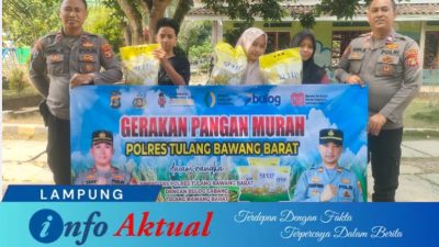 Polsek Lambu Kibang Gelar Gerakan Pangan Murah di Tiyuh Lesung Bhakti Jaya Kecamatan Lambu Kibang