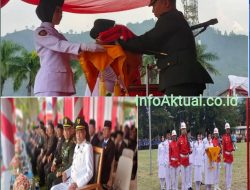 Dandim 0417 Letkol Inf Eko Siswanto, S.hub., Int., M.I.P. Pimpin Upacara Penurunan Bendera HUT RI ke-81 di Sungai Penuh