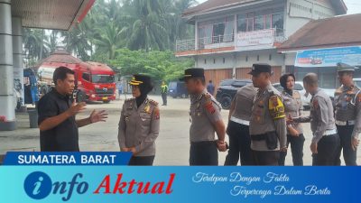 Kapolres Solok AKBP Rini Anggraini, S.S., S.I.K., melakukan kunjungan ke SPBU Koto Baru, Kecamatan Kubung, Kabupaten Solok